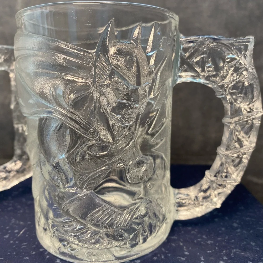 Set 1995 McDonald’s Clear Glass Mugs “Batman” & “Robin” Batman Forever